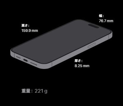 iphone 15 pro max 本体サイズ