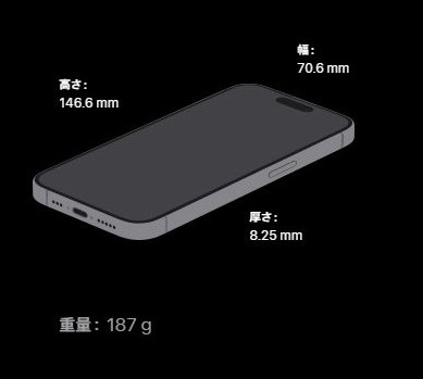 iphone 15 pro 本体サイズ