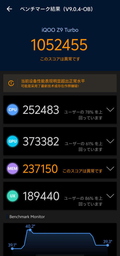 Snapdragon 8s Gen 3 AnTuTuベンチマーク Ver.9 2回目