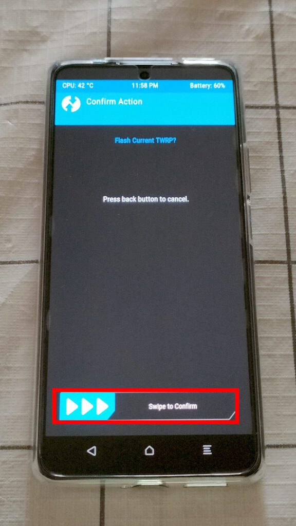 twrp Flash Current TWRP画面