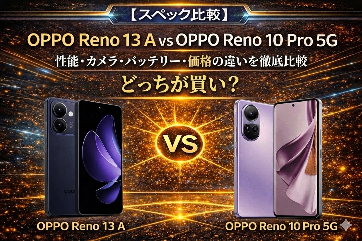【スペック比較】OPPO Reno 13 A vs OPPO Reno 10 Pro 5G｜性能・カ …